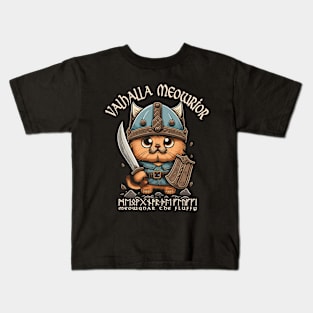 Nordic Norse Valhalla Viking Cat Warrior Kids T-Shirt